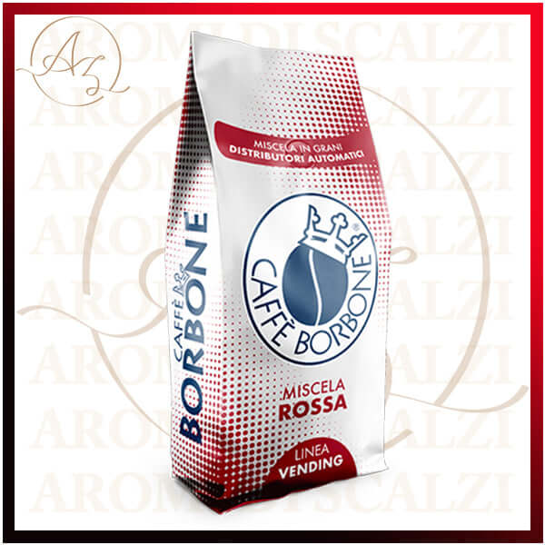Grani di Caffè Borbone Miscela Rossa da 1Kg, per un espresso deciso e cremoso.