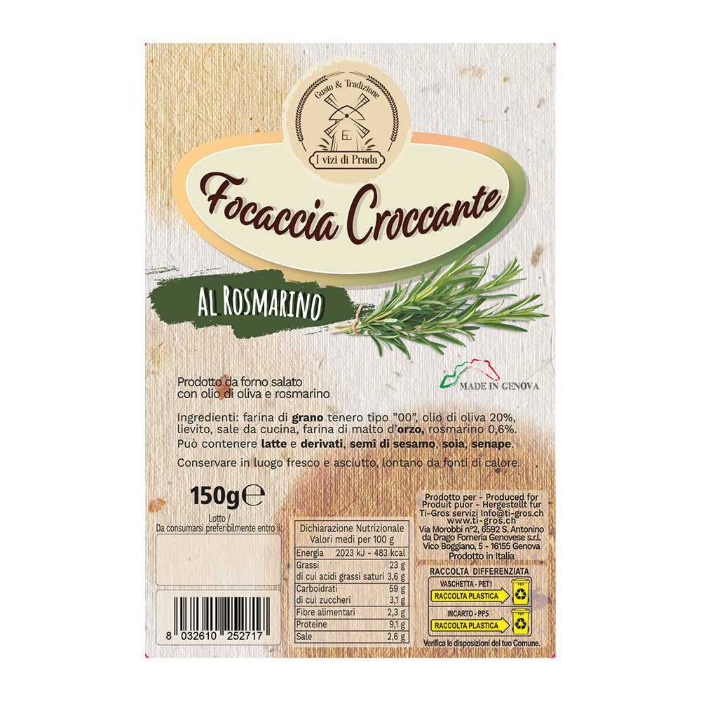 I Vizi di Prada Focaccia Genovese al Rosmarino150g