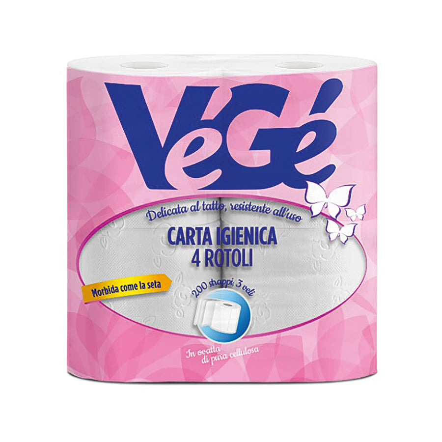 VéGé Carta Igienica 4 Rotoli 3V 200 Strappi