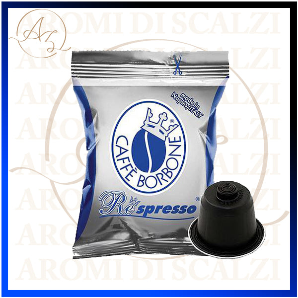 Capsule compatibili Caffè Borbone Miscela Blu, con chicchi Arabica e Robusta tostati per un espresso italiano bilanciato, compatibili con Nespresso®.
