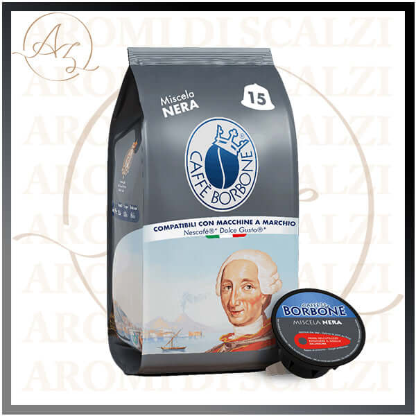 Capsule compatibili Caffè Borbone Miscela Nera, per un espresso intenso e cremoso, compatibili con Nescafè Dolce Gusto