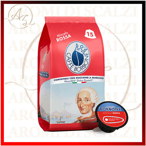 Capsule compatibili Caffè Borbone Miscela Rossa, per un espresso dal gusto deciso e intenso, compatibili con Nescafè Dolce Gusto.