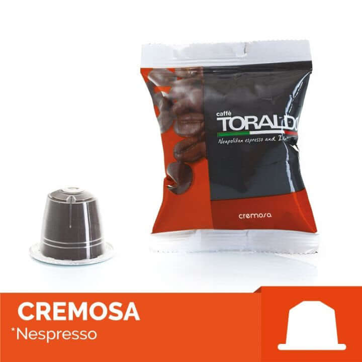 Capsule compatibili Caffè Toraldo Miscela Cremosa, per un espresso forte e aromatico, compatibili con Nespresso