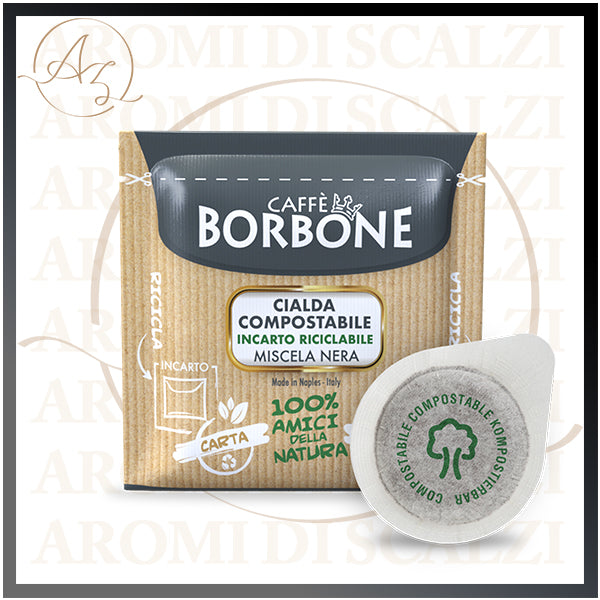 Miscela Nera di Caffè Borbone con cialde ESE da 44mm. Con un contenuto di 7,2g, per una tazza di caffè forte e deciso, confezionate in atmosfera protettiva per preservare l’aroma.